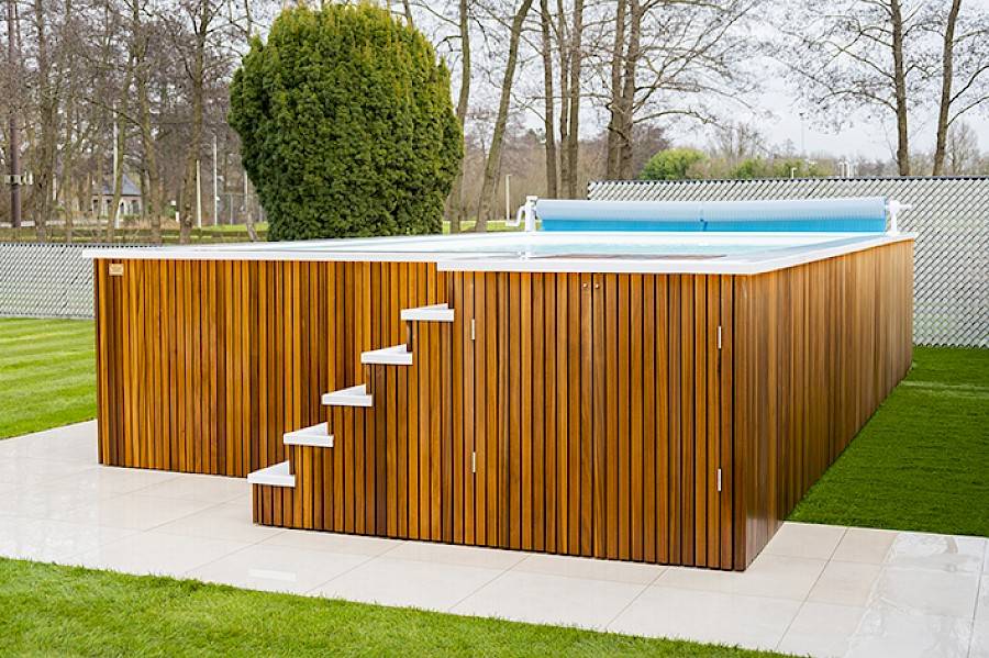 Bovengronds zwembad met houten afwerking San Remo Ertvelde